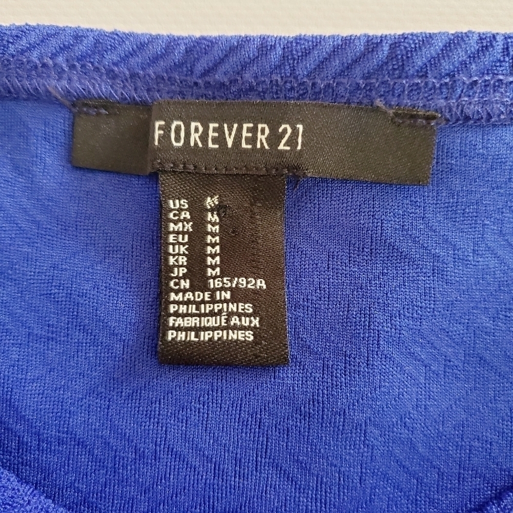 7004 * Forever 21 Skater Dress Blue Size M - Picture 3 of 7